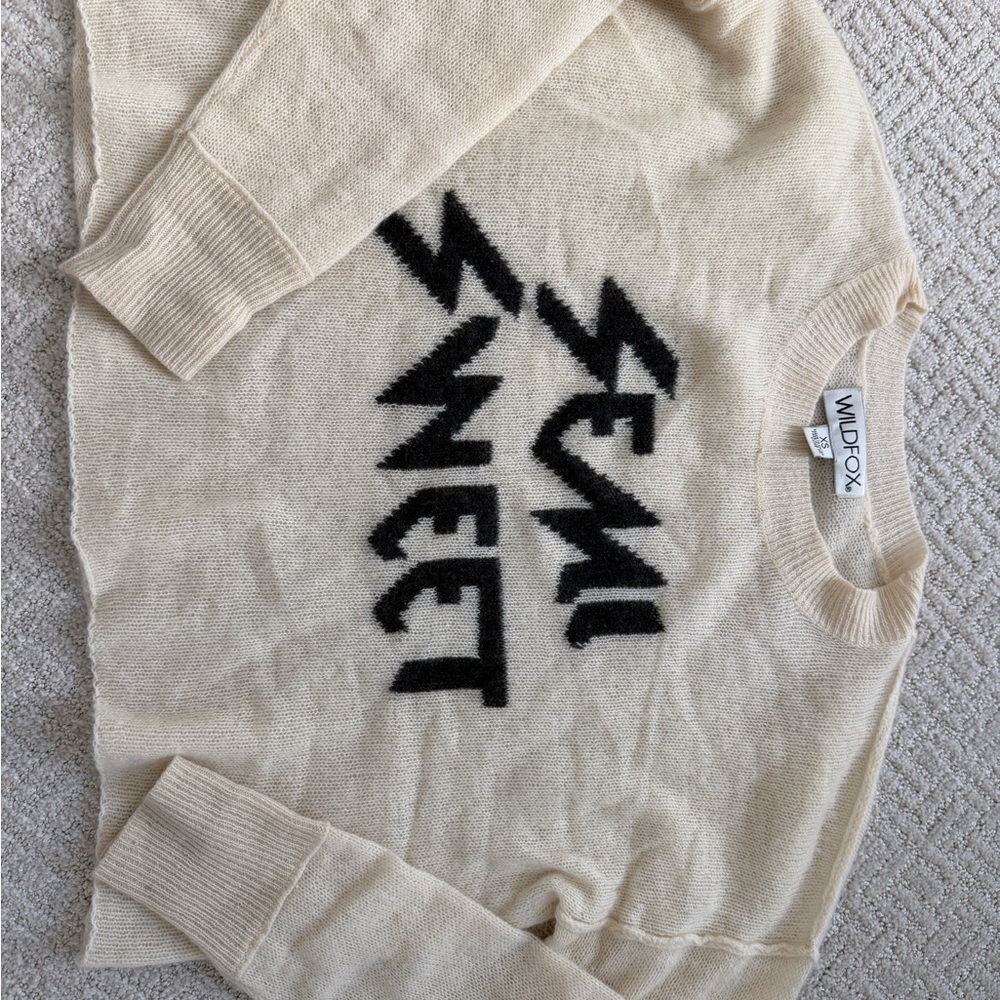 Wildfox Ivory Cashmere Sweater with Black Label